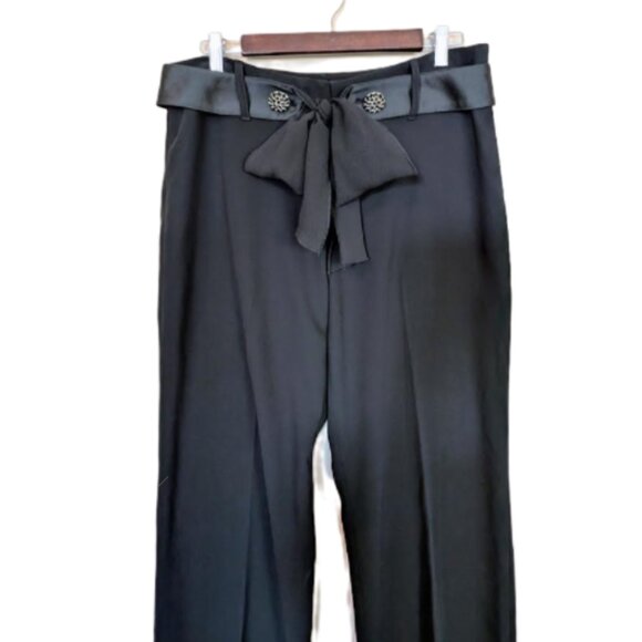 Studio Bill Blass NWT Women's Straight Leg Pants with Tied Chiffon Belt - Picture 1 of 7